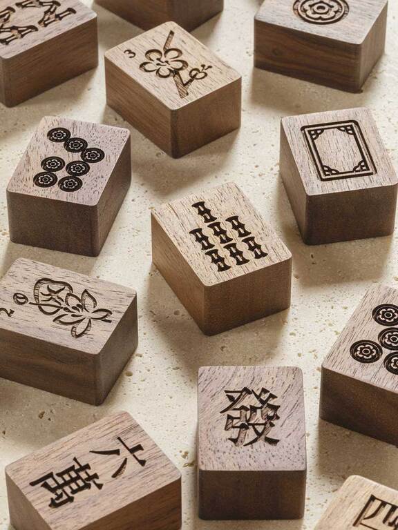 Wooden Mahjong Set